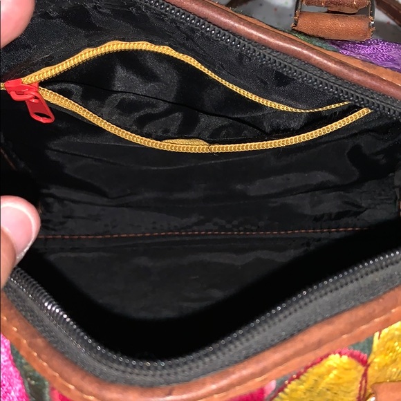 Mexican Leather Embroidered Handmade Satchel Purse - Picture 8 of 8